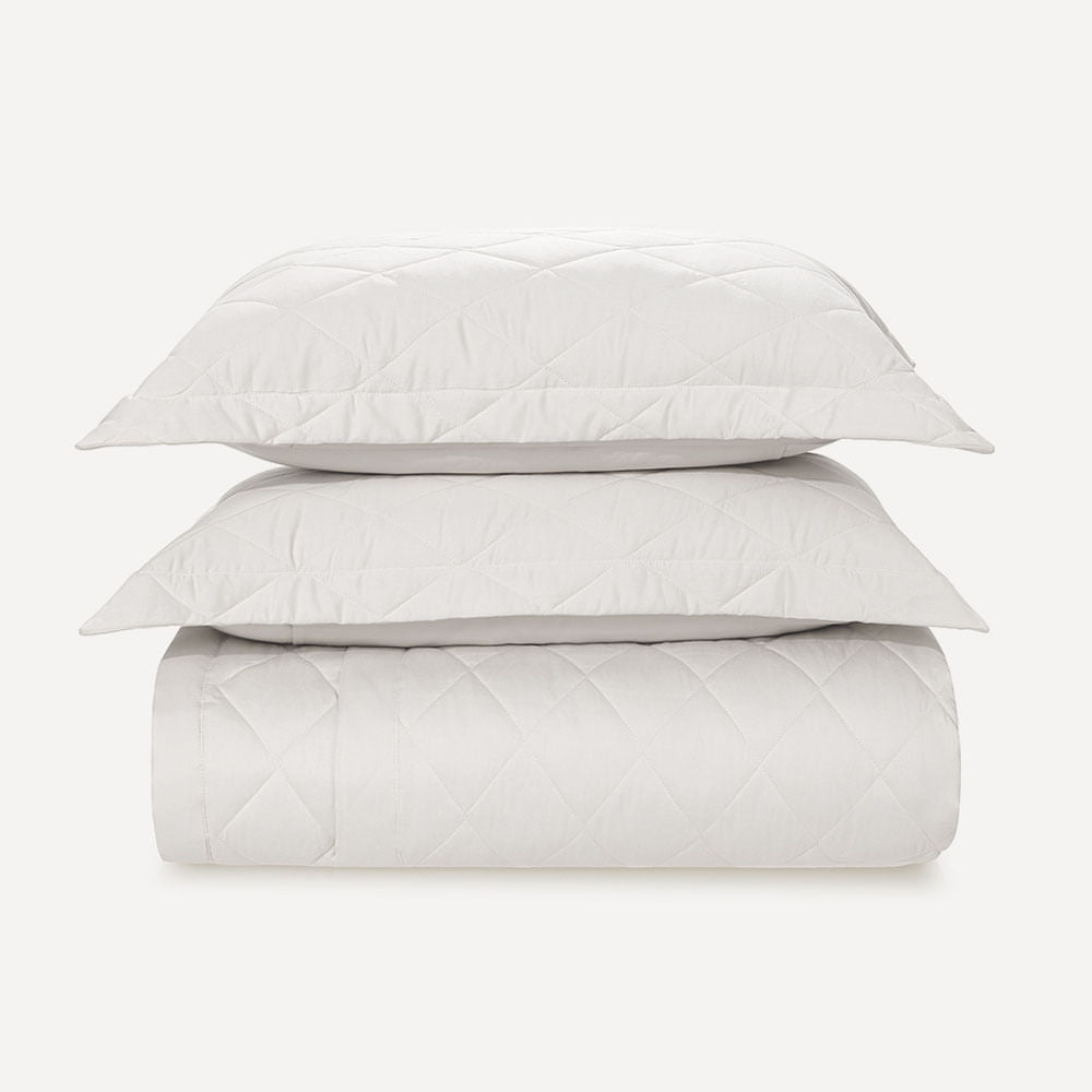 Karsten - Colcha com 2 Porta Travesseiros Cetim 300 Fios Bossa Branco