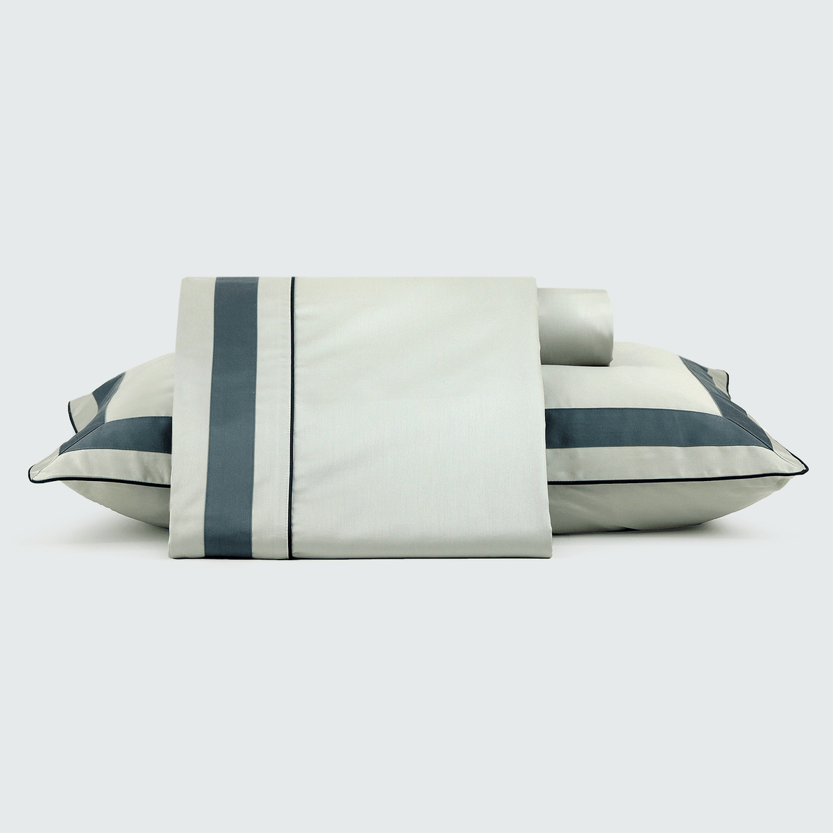 mmartan -  Jogo de Lençol Moldura Bicolor com Cording Cetim 400 Fios 100% Algodão Egípcio Honore